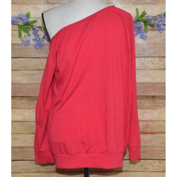 Torrid Women's Red Floral Open Weave Off Shoulder Sweatshirt Plus Size 2 2X - Picture 6 of 9